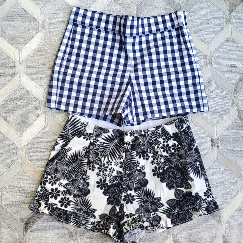 Janie and Jack short bundle.  Blue buffalo check is NWOT, black shorts worn once